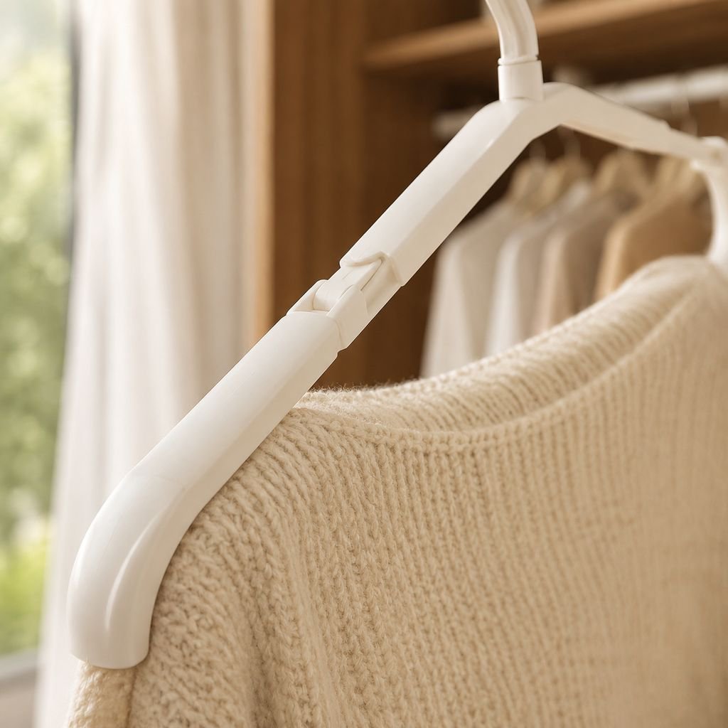 Space-saving adjustable hanger for closet organization