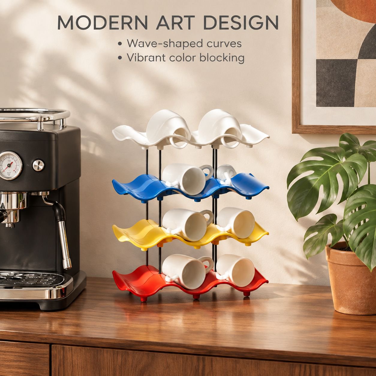 Wave-shaped Cup Storage Rack