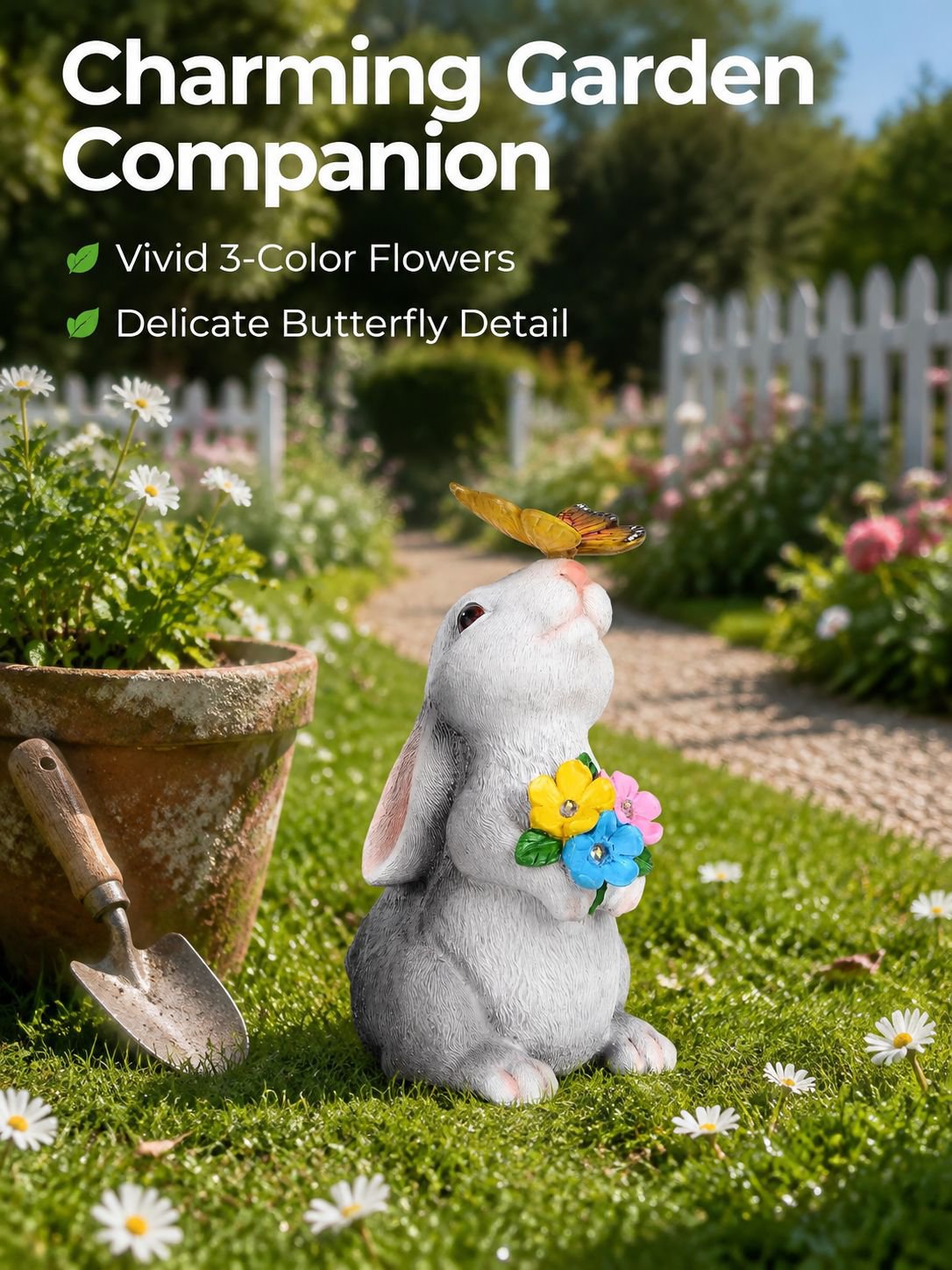 Outdoor Garden Solar Resin Glowing Rabbit Ornament