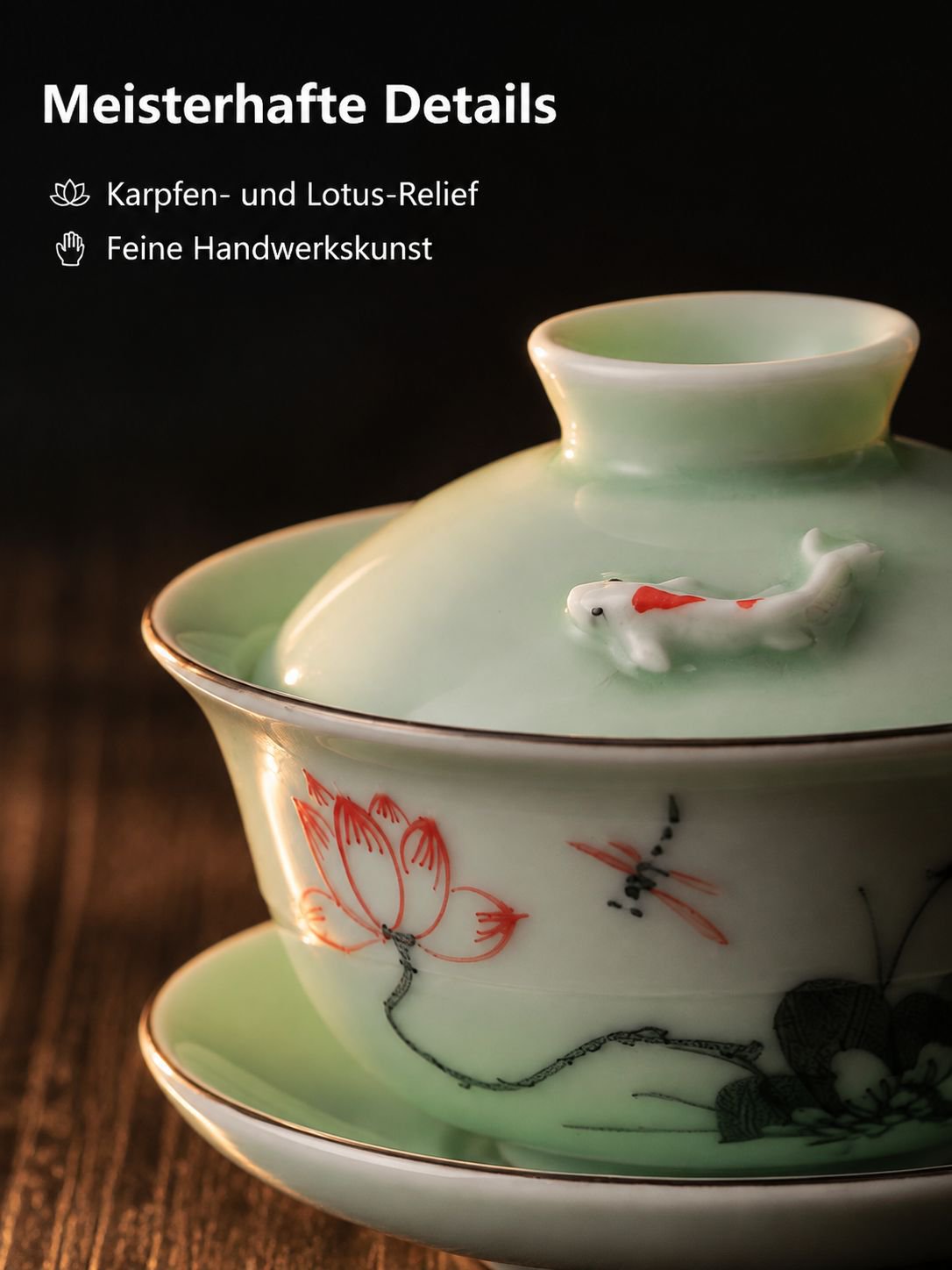 Celadon Teeschale mit Deckel, Keramiktasse