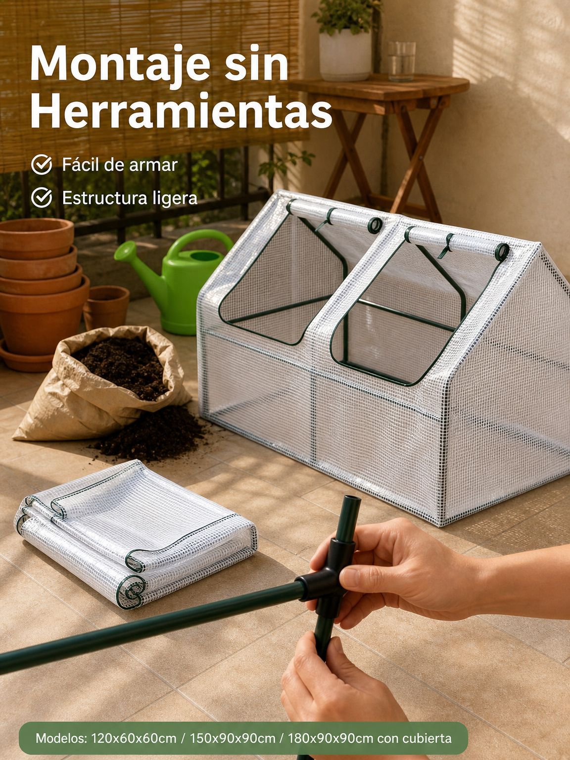 Invernadero doméstico antifrío para balcón, patio y jardín