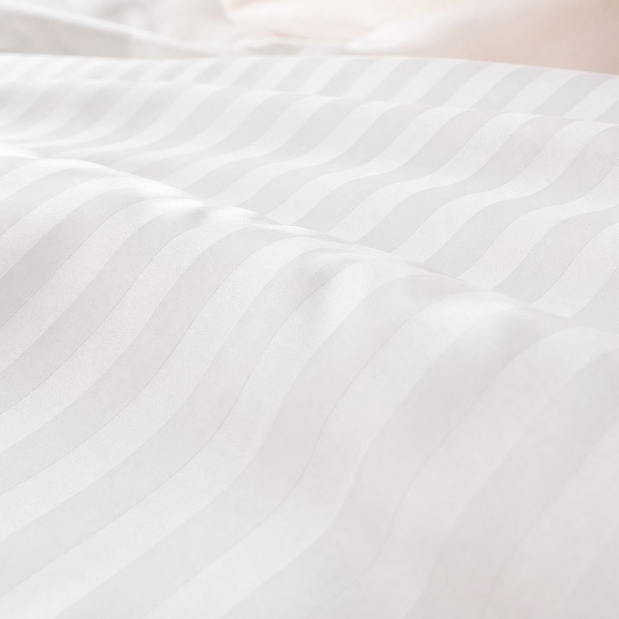 1800TC Satin Stripe White Flat Bed Sheets – Premium Hotel Collection