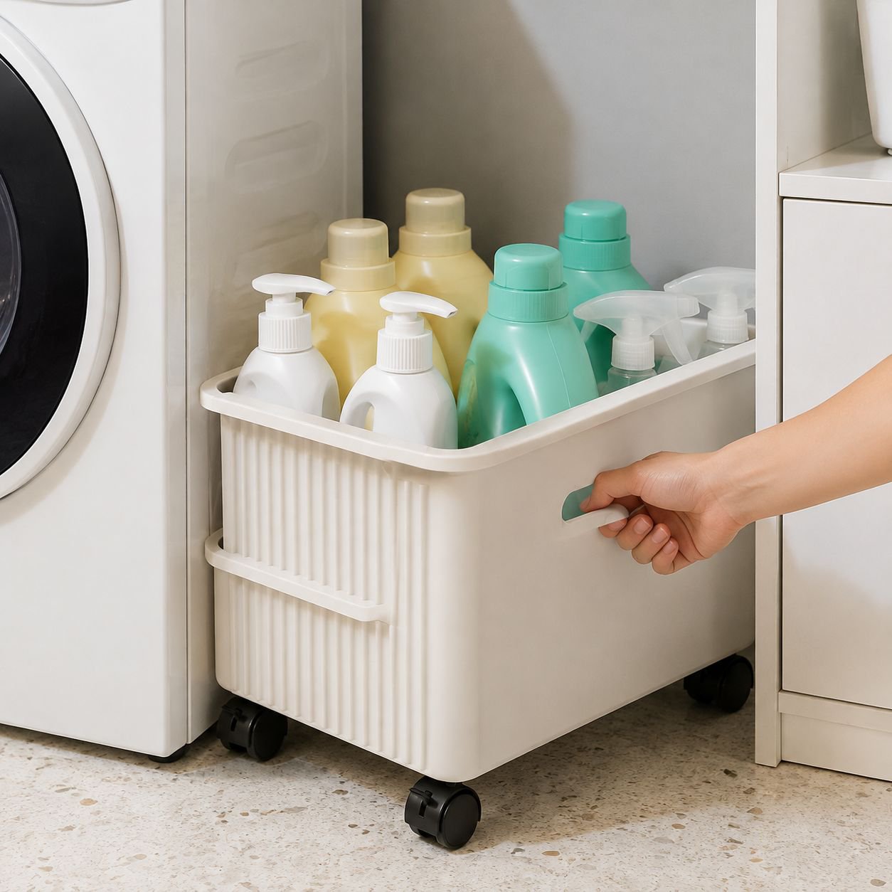 Bathroom cabinet under the shelf toilet sink movable laundry detergent rack balcony washing machine 