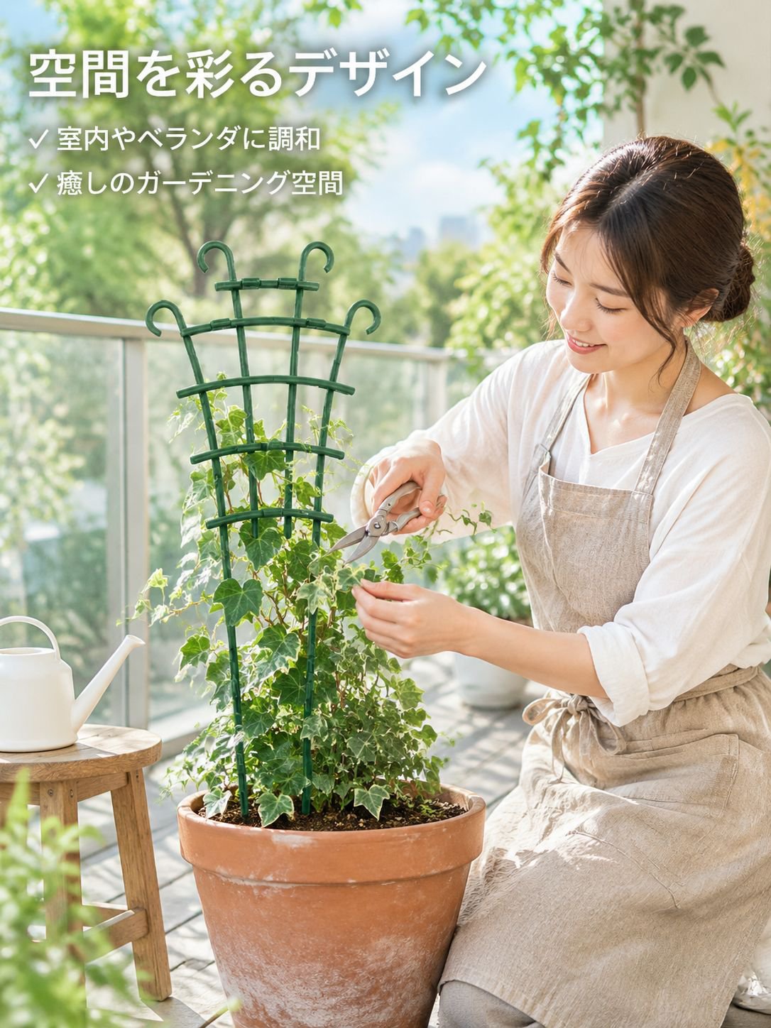 花を咲かせる植物のつる性トレリス