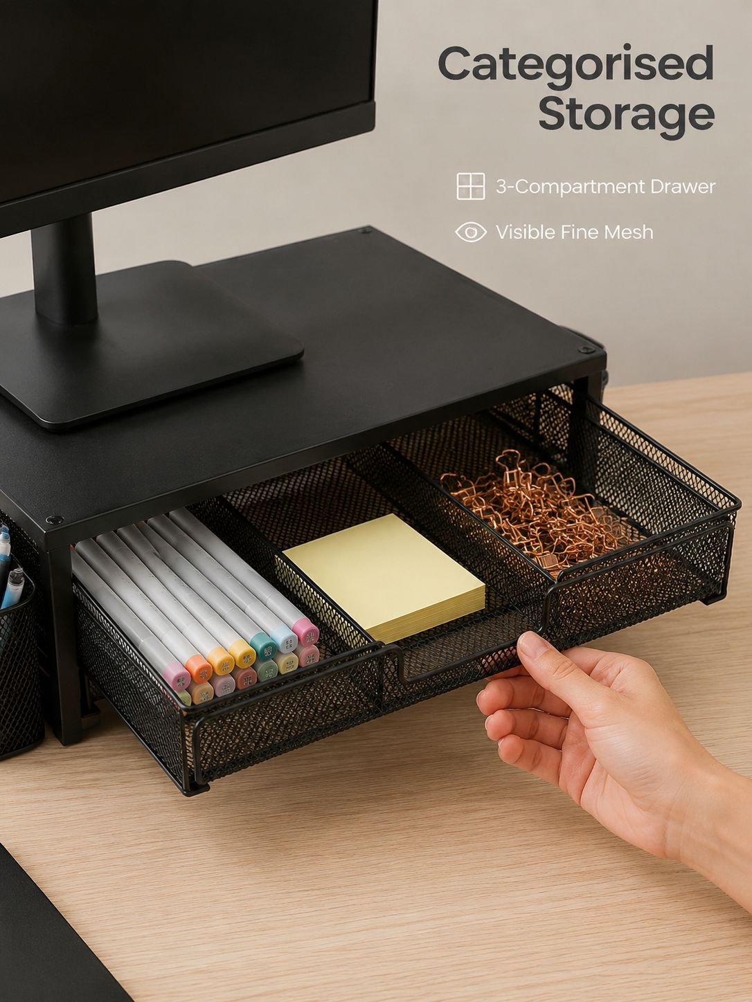 Two-Tier Desk Organiser with Drawer