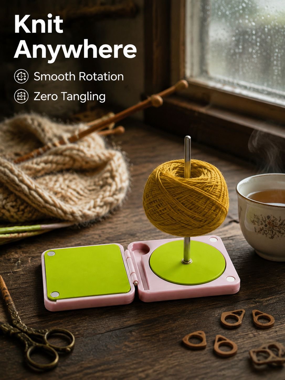 Portable Yarn Holder for Crochet & Knitting Machine Storage Rack