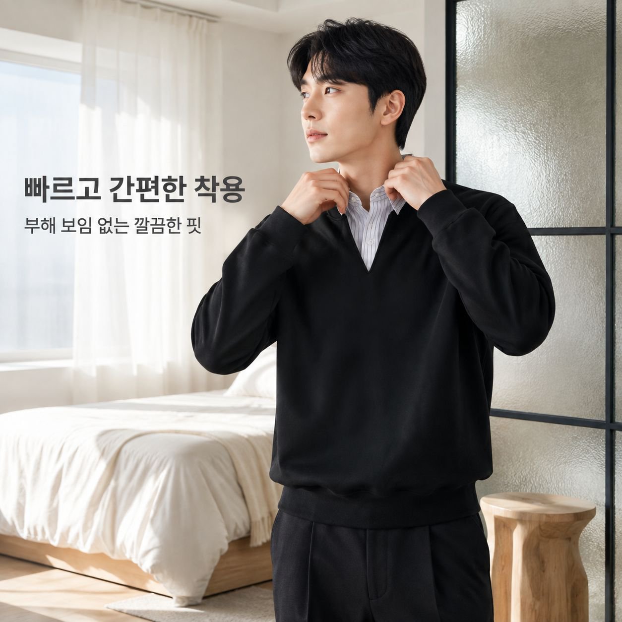 남성용 스웨트셔츠, 인조 투피스 셔츠 칼라 디자인