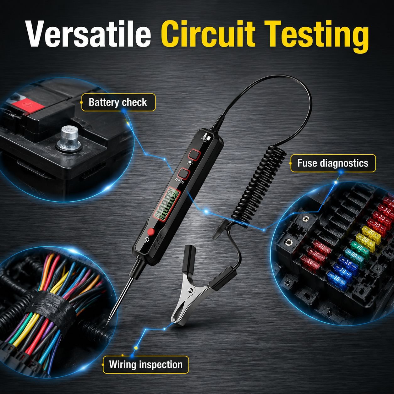 Car Voltage Tester with Backlight Display Fuse Fault Diagnostic Test Pen
