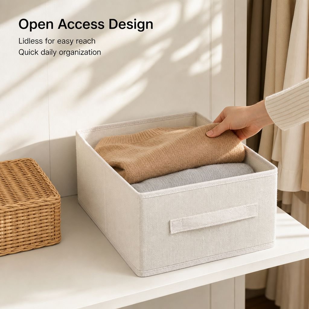 Cotton and linen fabric clothing storage box