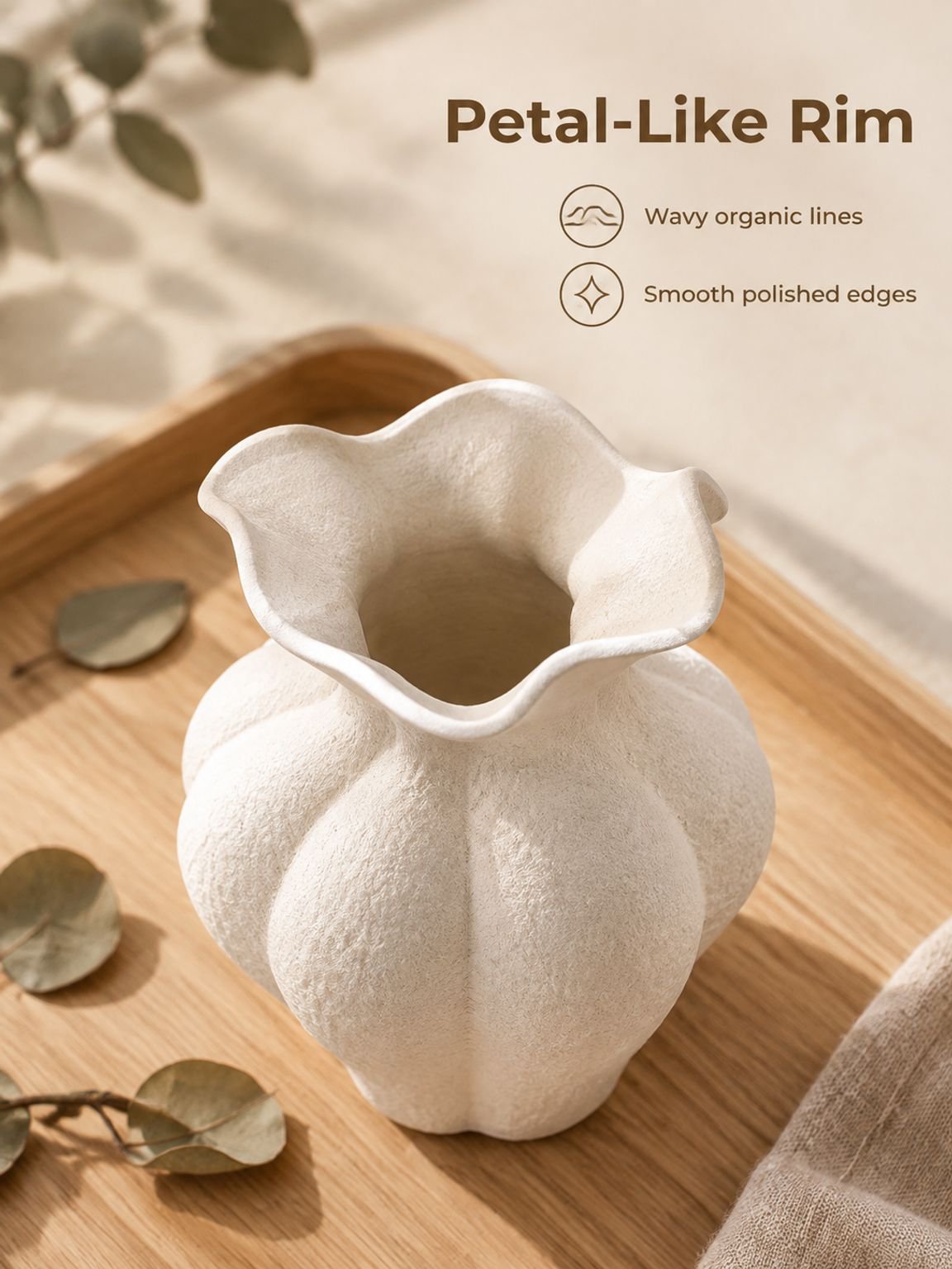 Neutral white decorative vase for living room styling