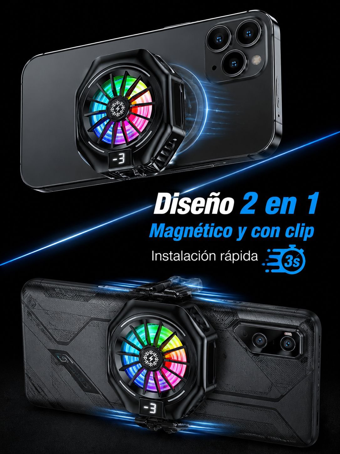 Enfriador de teléfono con pantalla digital