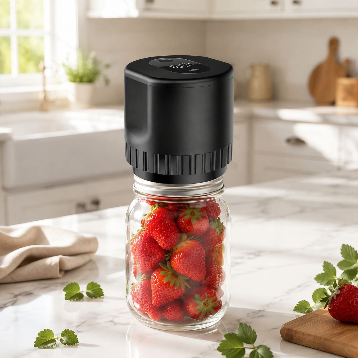 Mini máquina selladora al vacío para alimentos, especial para tarros Mason, uso doméstico