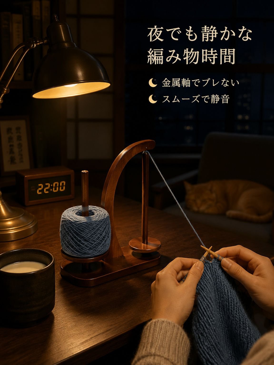 毛糸固定スタンド 木製デスクトップ糸収納ターンテーブル