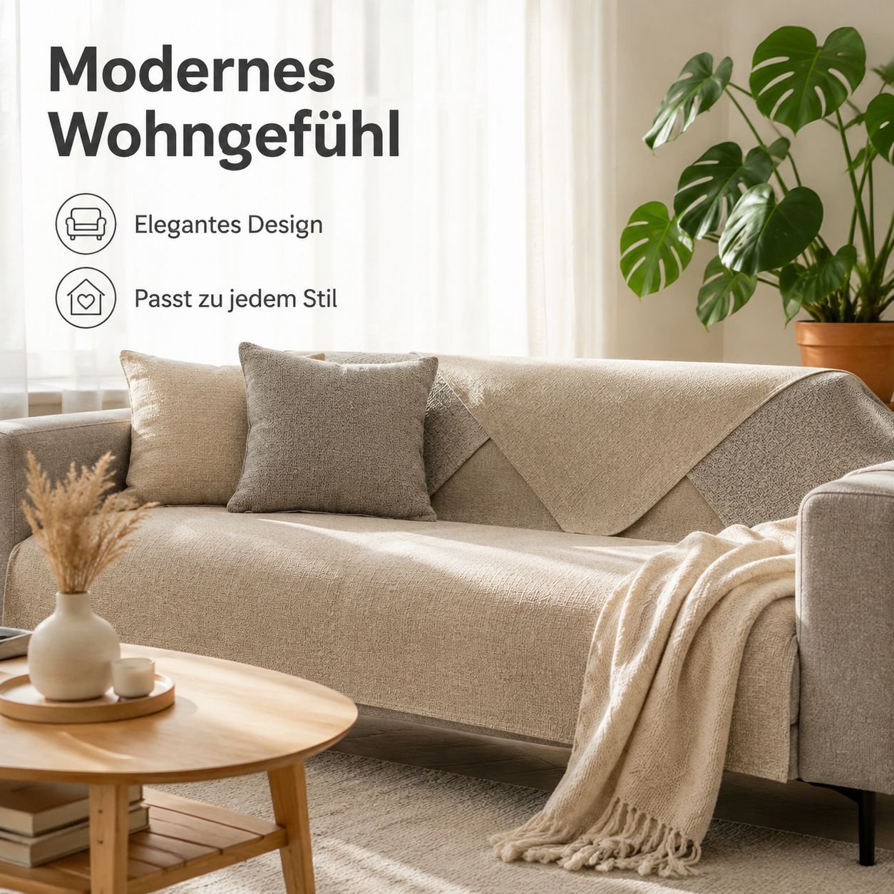 Moderner und schlichter Sofakissenbezug aus Baumwoll-Leinen