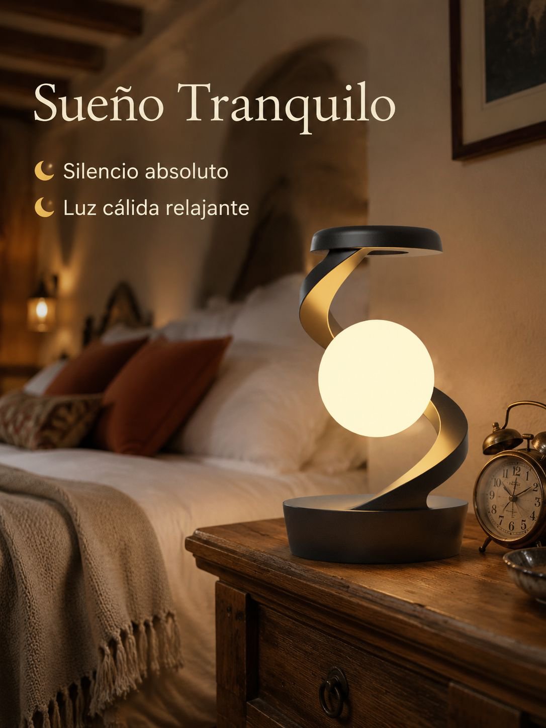 Lámpara de mesa recargable con cabezal giratorio