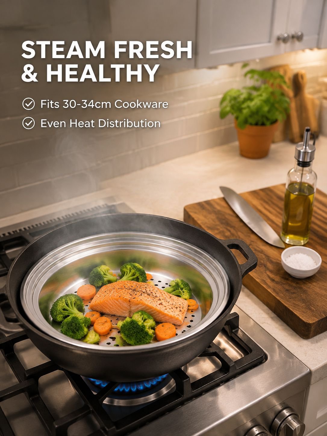 Stepped Universal Stainless Steel Steaming Tray