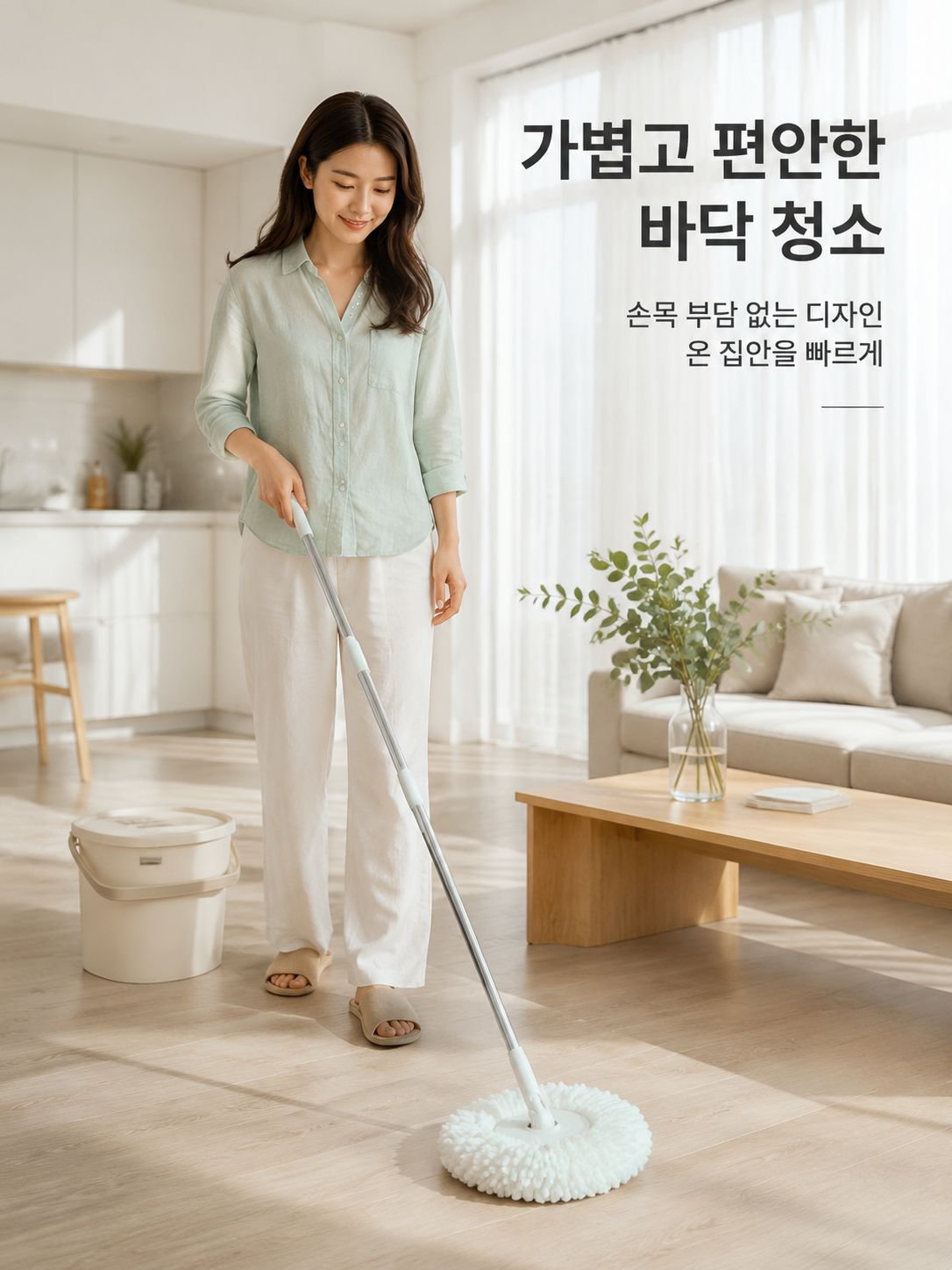 가정용 회전 물걸레 청소기 세트 손쉬운 청소 필수품