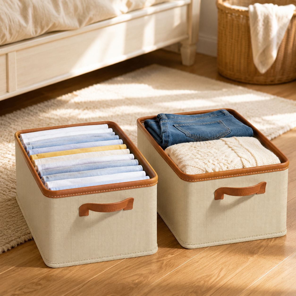 Easy-to-carry collapsible garment storage bin