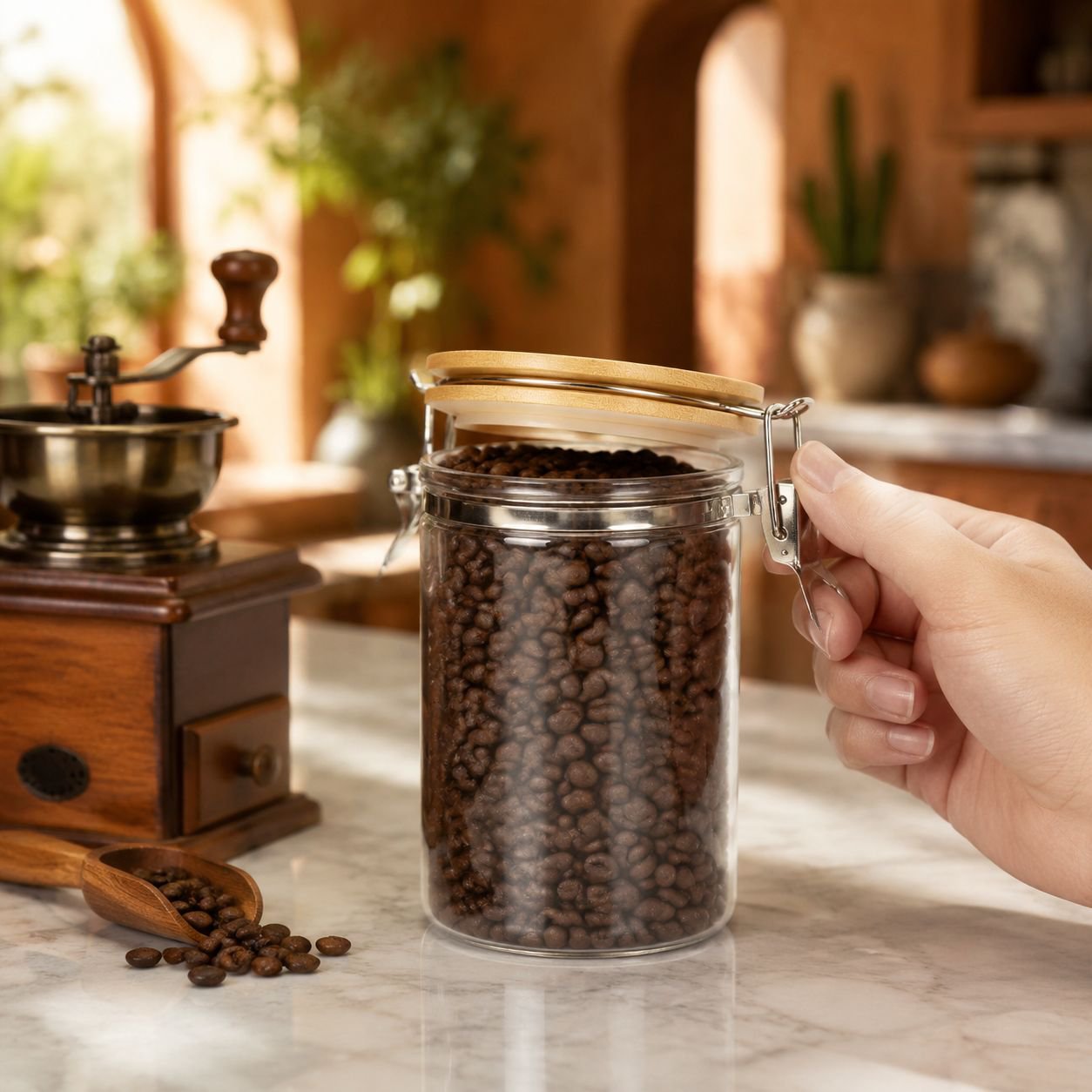 Tarro multifuncional para almacenar granos y cereales