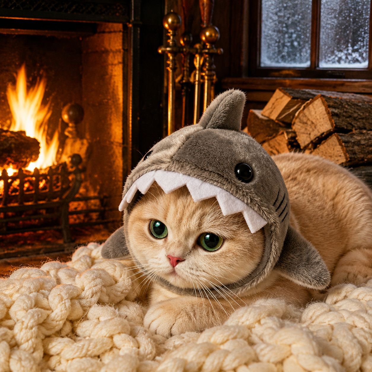 Pet headband, cat and shark, winter warm plush puppy hat, cute cartoon headband