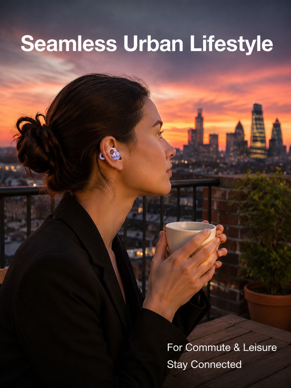 User wearing Non-in-ear AI Bluetooth ear clip in conversation