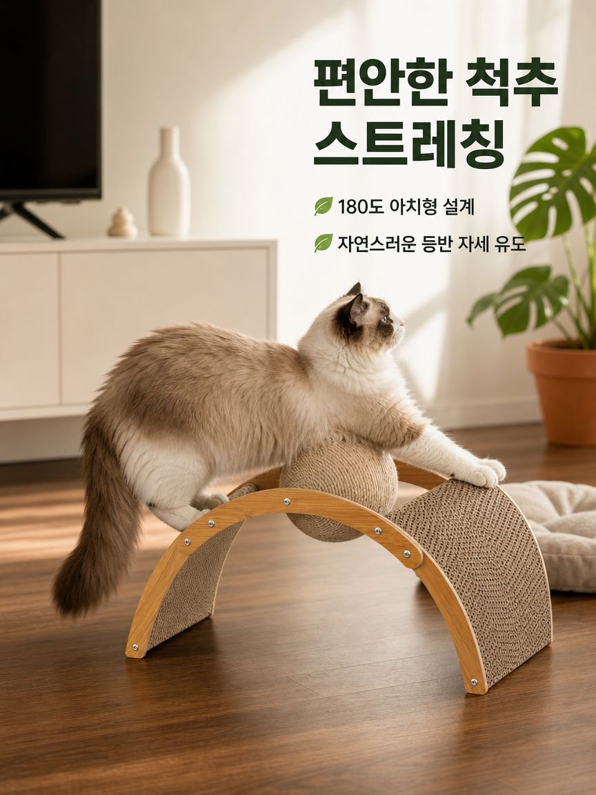 보호용 끈이 달린 고양이 스크래처