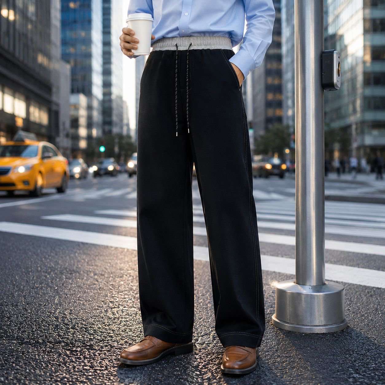 Pantalones denim chinos rectos con ajuste delgado para hombre