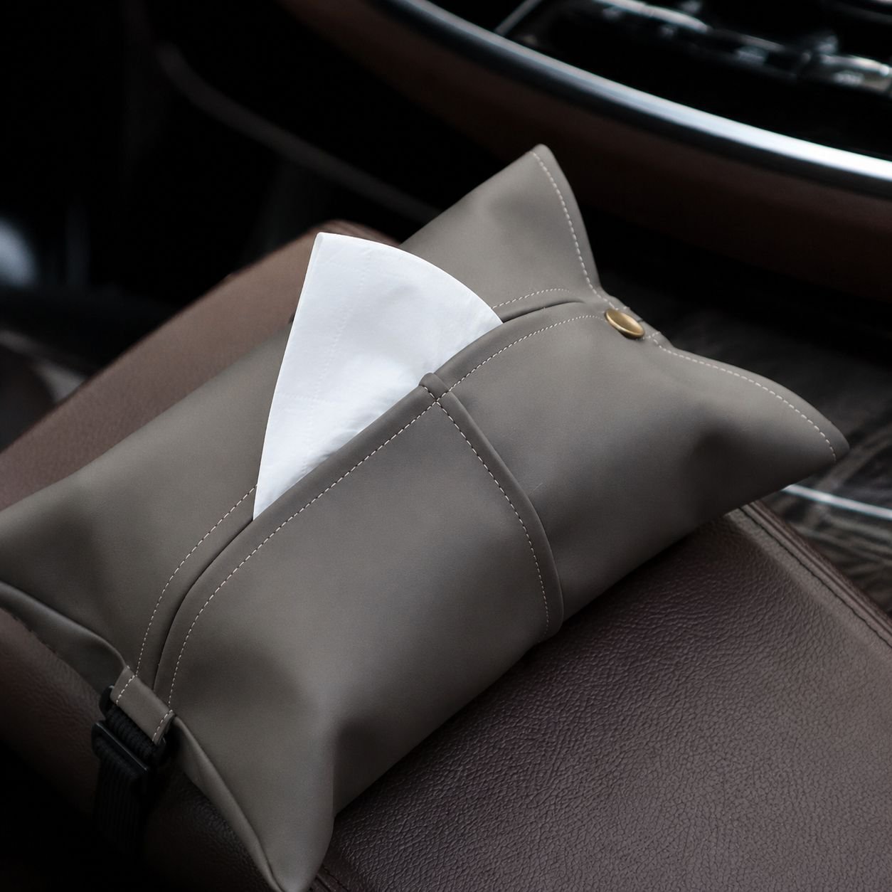Multipurpose Car Tissue Box for Armrest, Sun Visor, and Seat Installation