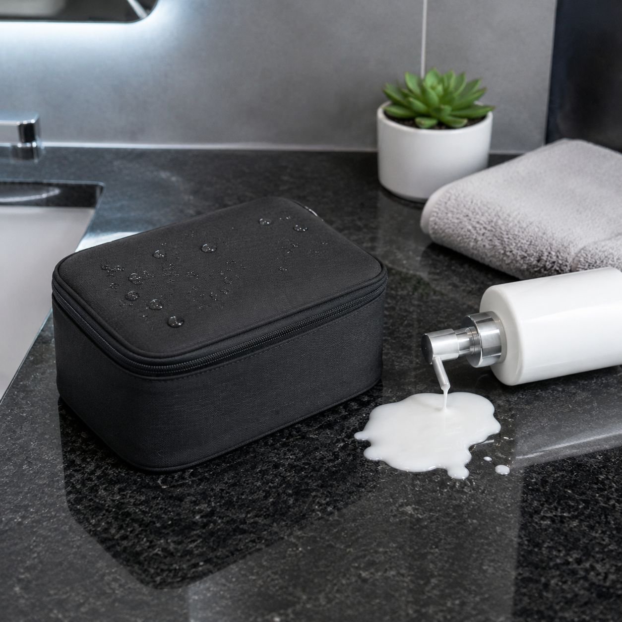 Makeup bag with multiple pockets for cosmetics and accessories