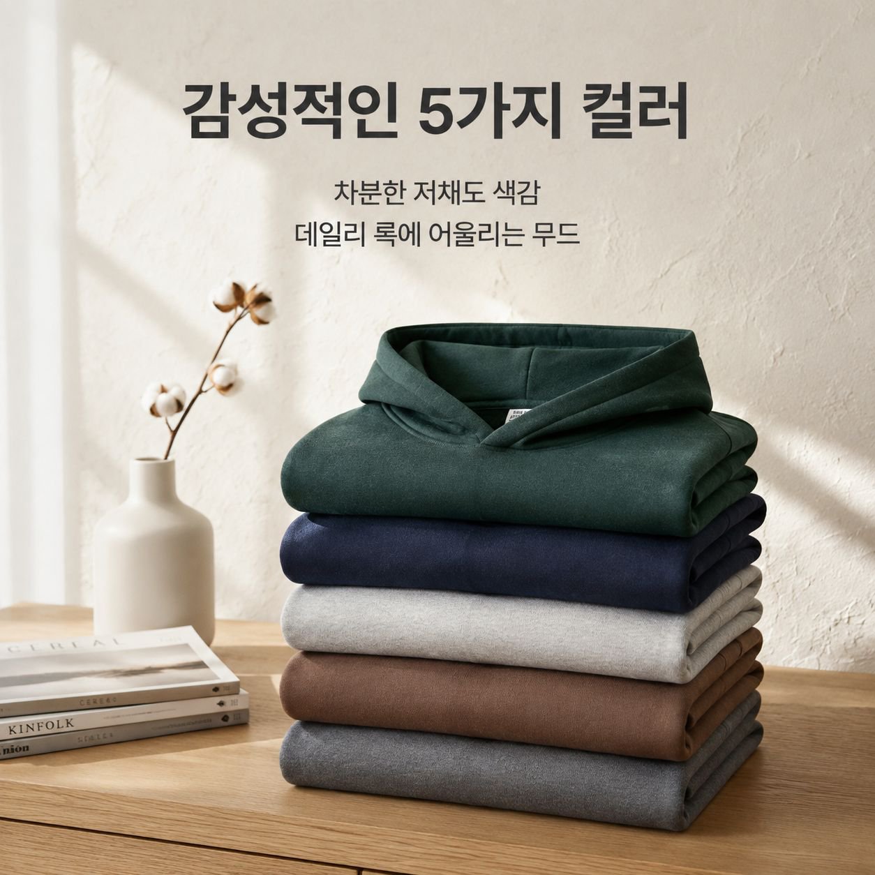 남성용 단색 후드 스웨트셔츠