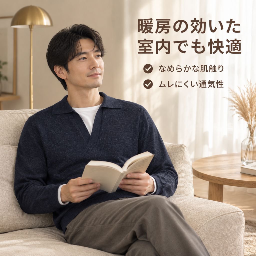 メンズ秋冬ヴィンテージポロネックニット オールドマネーカジュアル