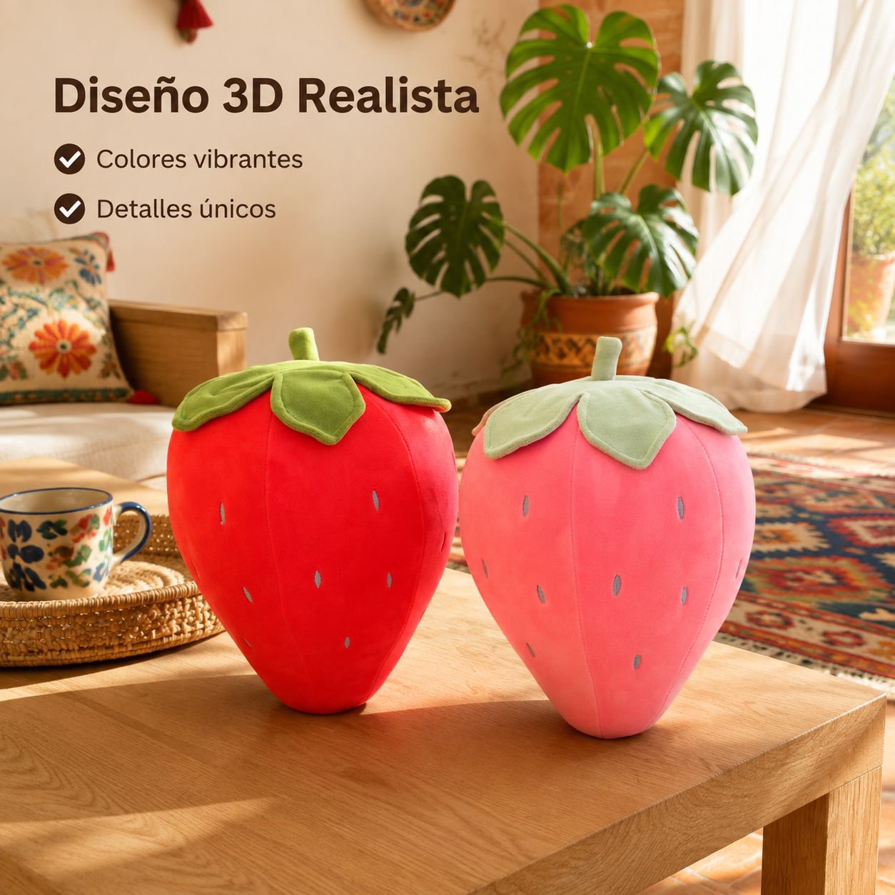 Almohada de Peluche con Diseño de Fresa Linda