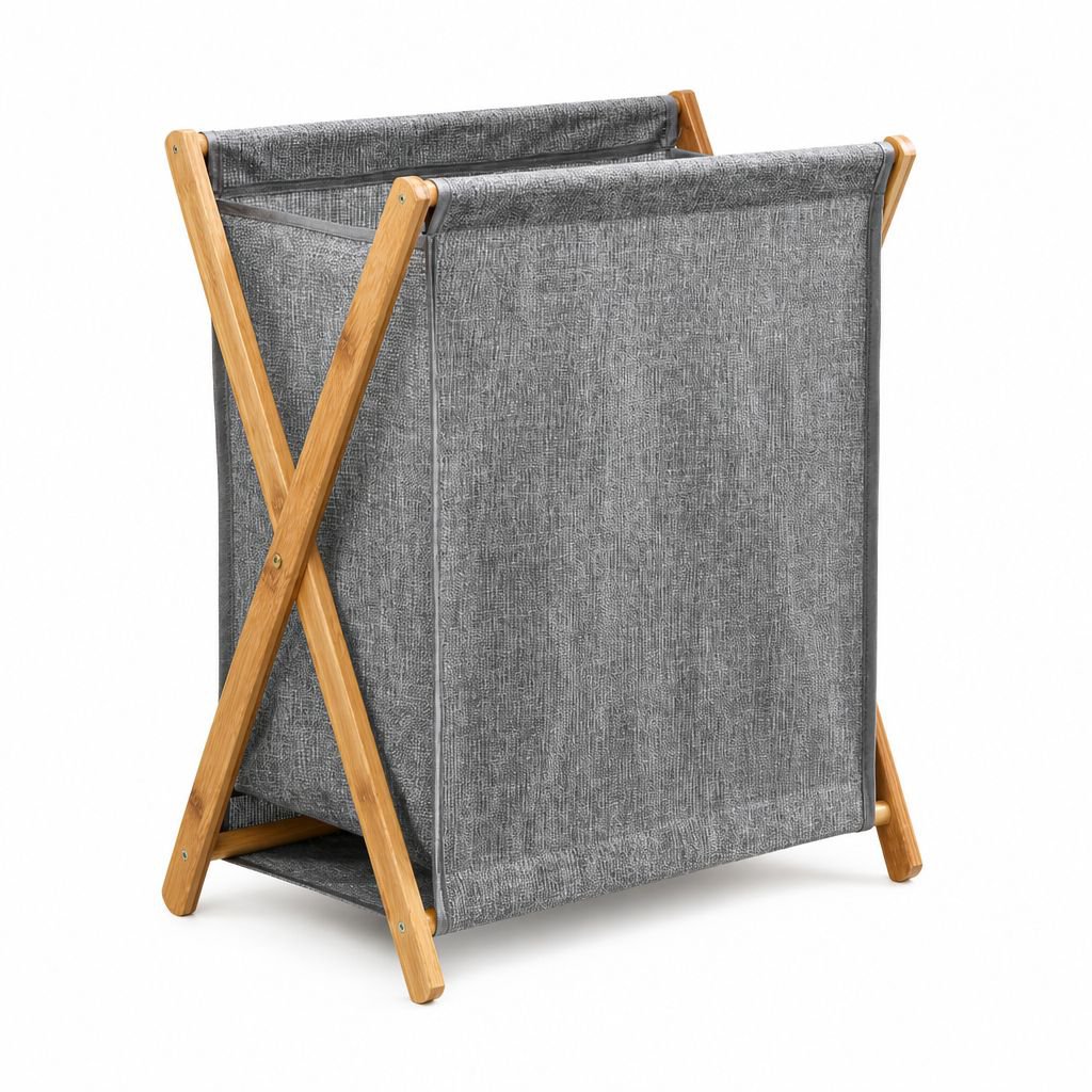 Cesta de ropa plegable de bambú y PVC ecológico para el hogar