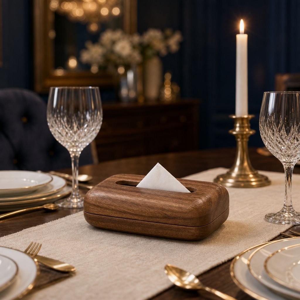 Decorative tissue box for luxury dining settings