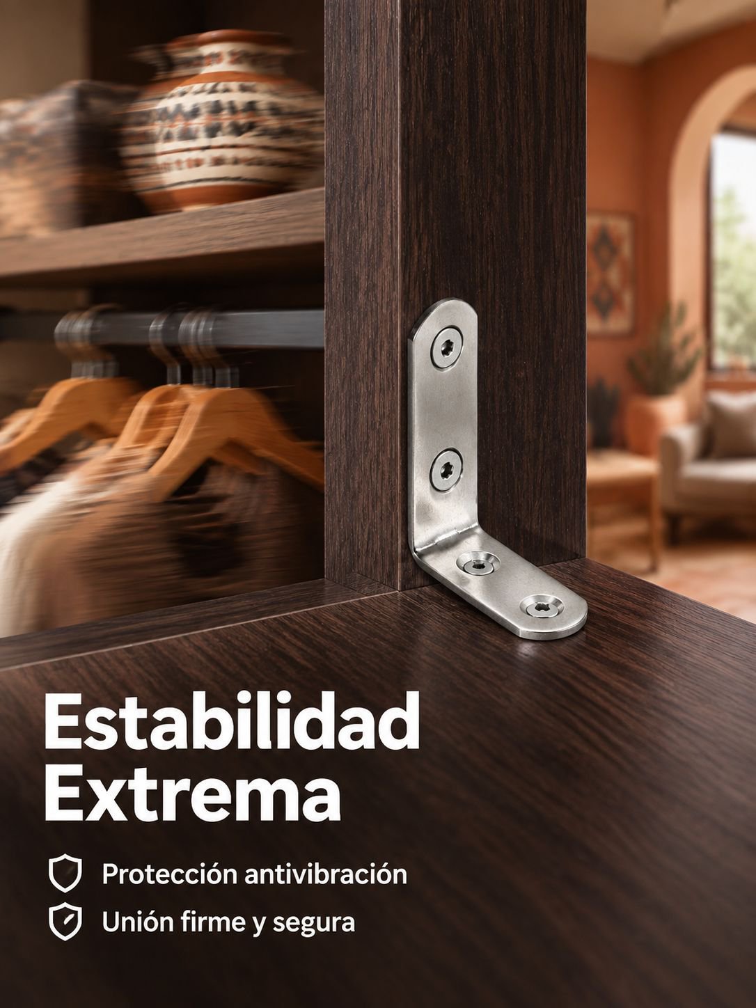 Soporte L de acero inoxidable grueso para fijación de divisores de baño y estantes de muebles