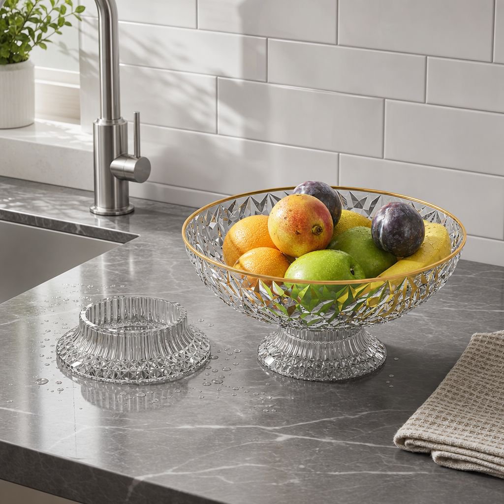 Multifunction Detachable Stripe Fruit Plate, Light Luxury Easy-to-Drain Fruit Bowl