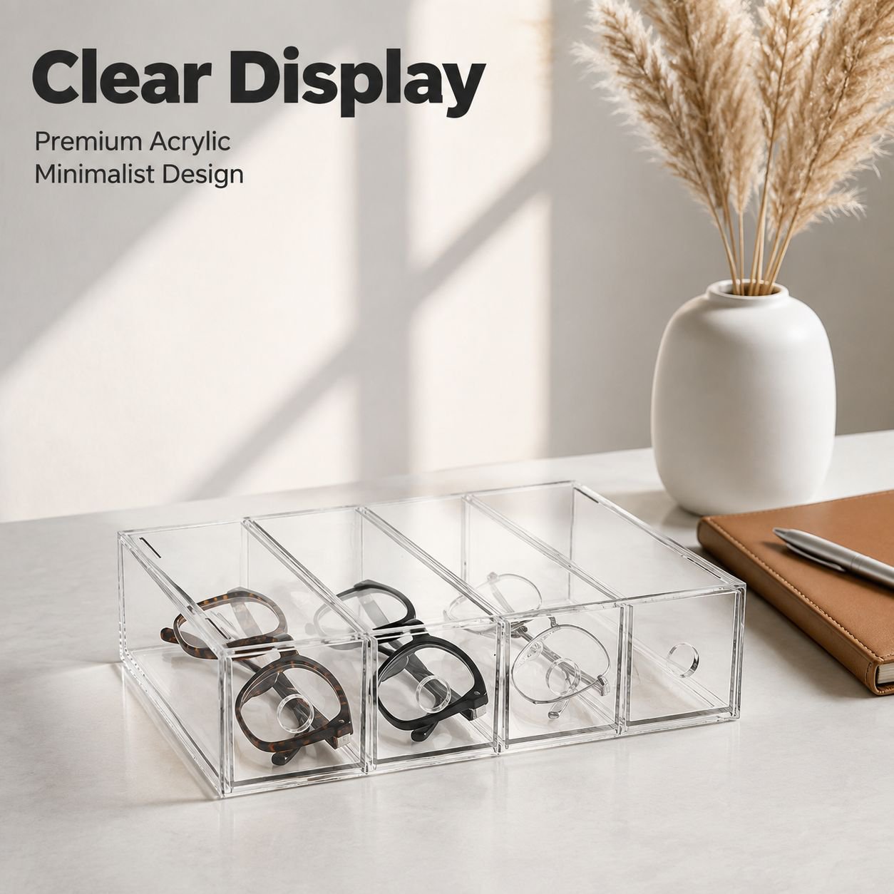Multi-functional Drawer Glasses Box Transparent Myopia Glasses Storage Display Desktop Organizer