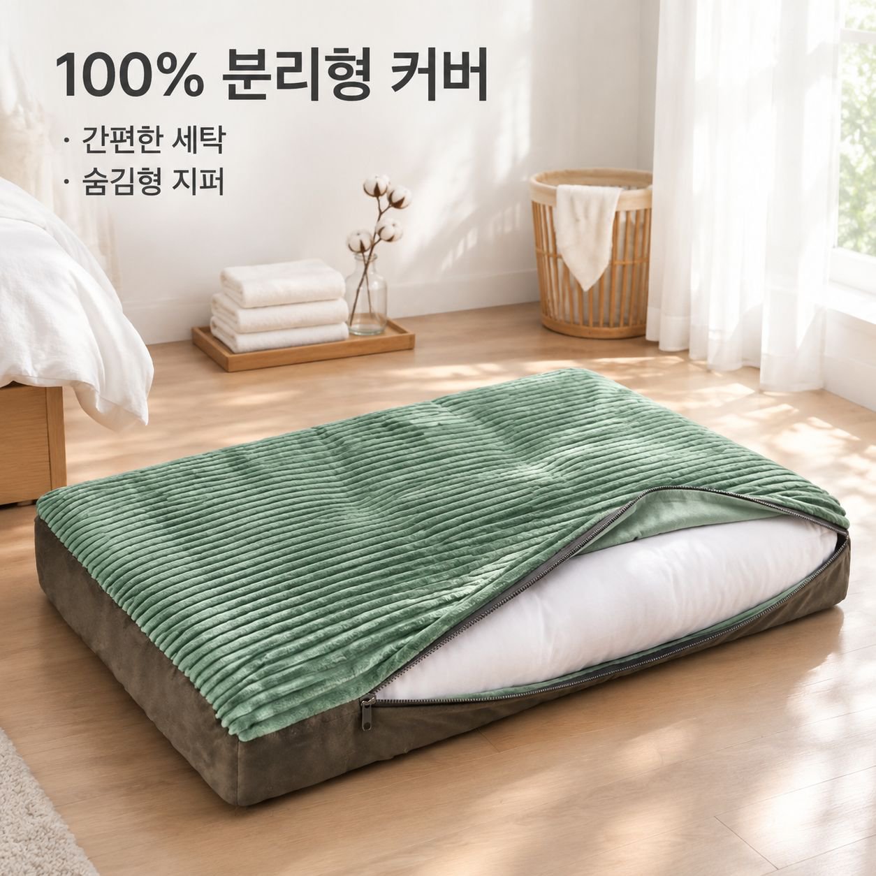 사각 형태의 내구성(물어뜯기 방지) 좋은 겨울용 반려견 매트 (분리 및 세탁 가능)