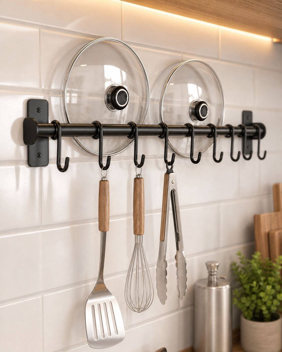 No-drill kitchen hooks, wall-mounted storage racks, spoon hooks, kitchen and bathroom accessories, s