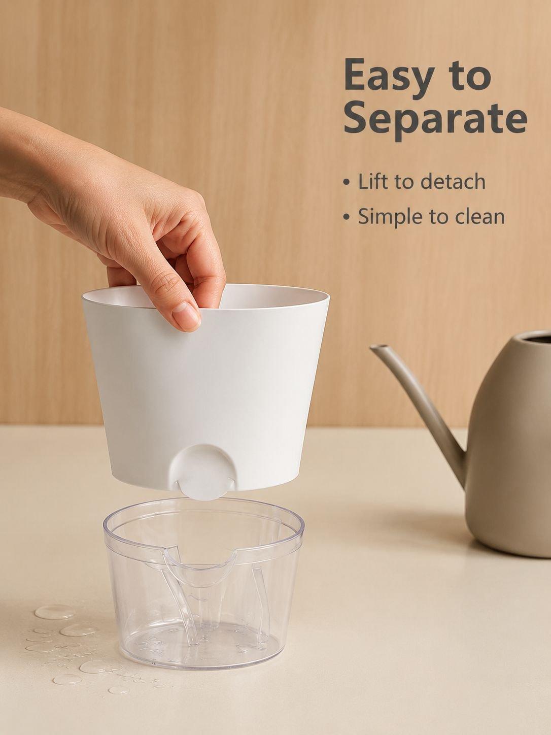 Self-watering planter supporting healthy plant growth