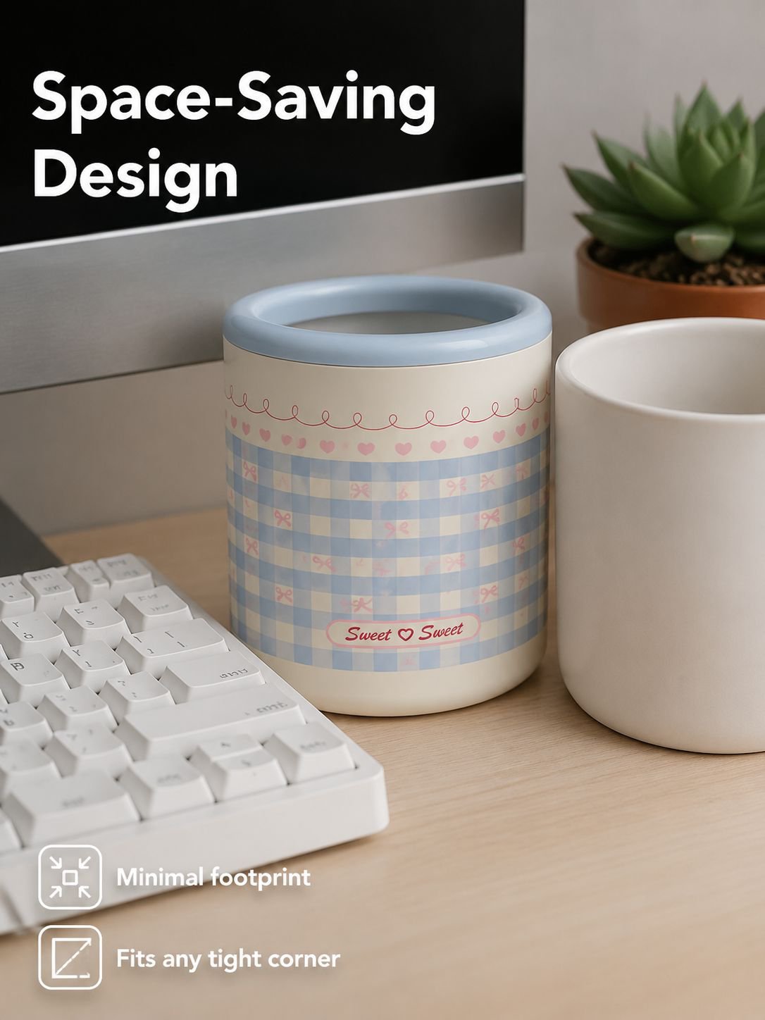 Adorable tiny desktop trash bin made of durable material