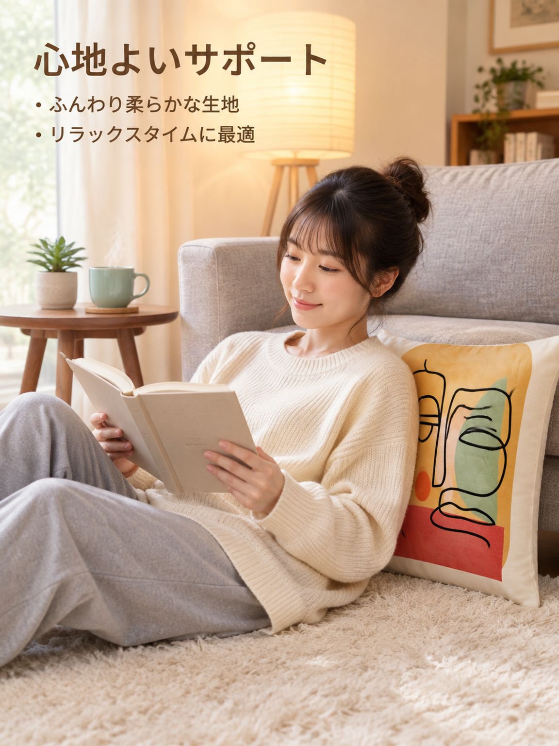 プリント柄のクッション