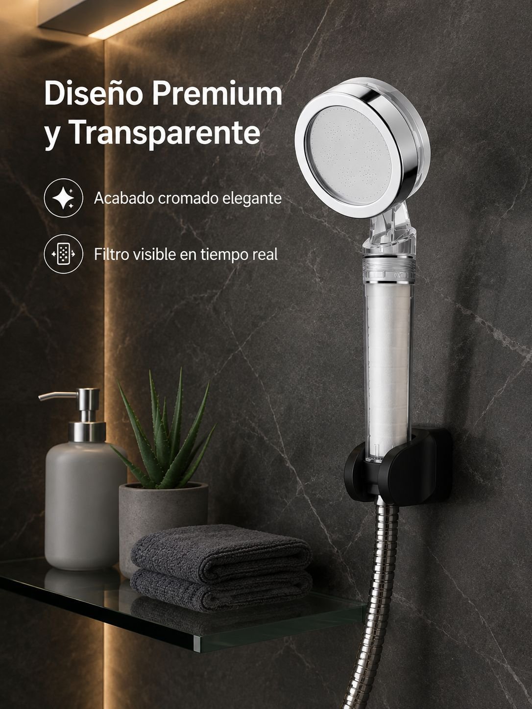 Regadera con filtro y presión mejorada