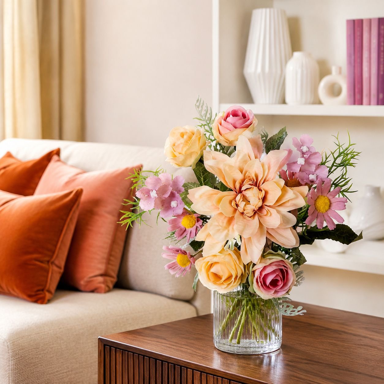 Easy-care potted plants with blossoms