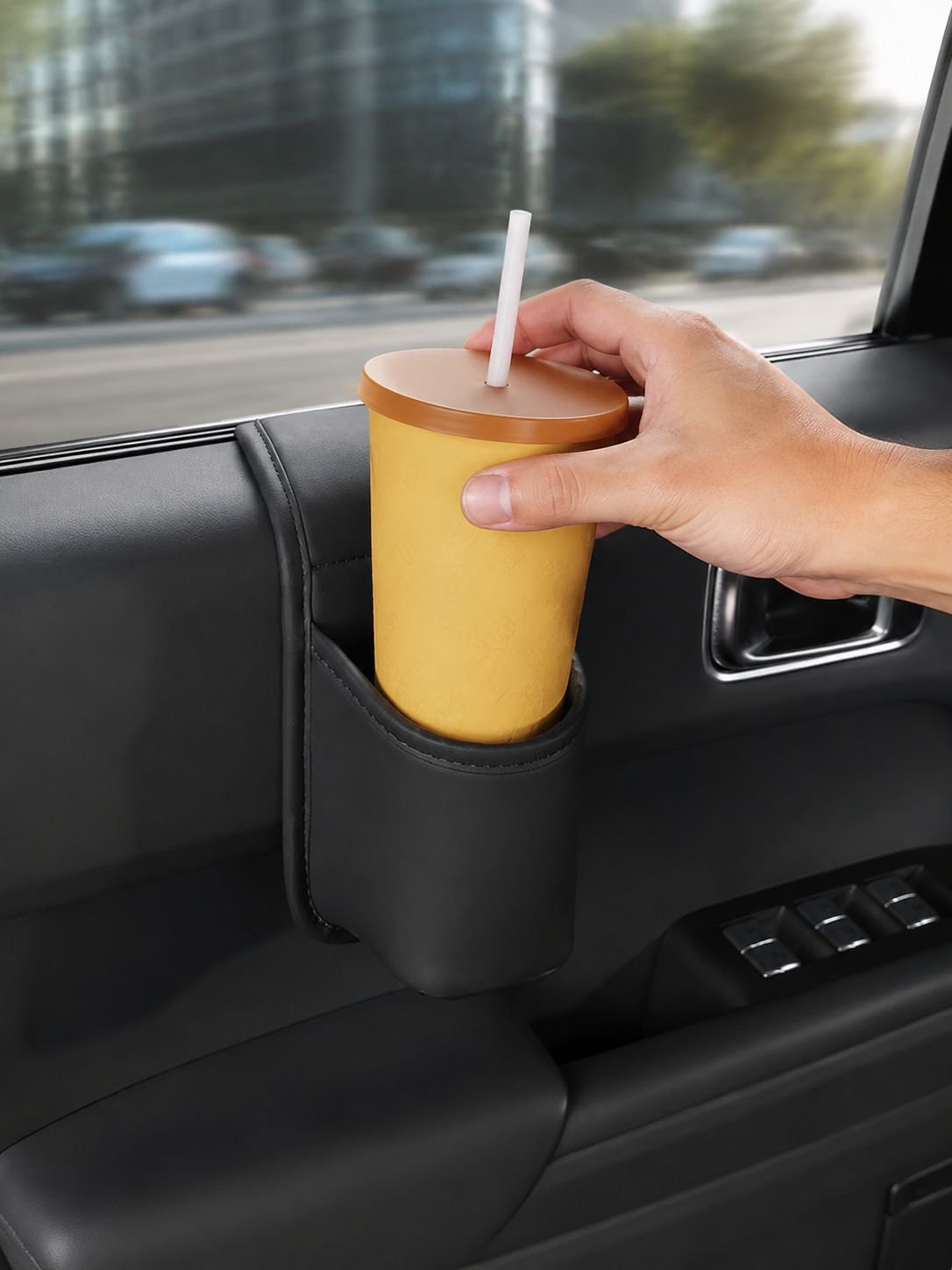 Car door cup holder, car storage bag, water cup holder, mobile phone holder, side embedded installat