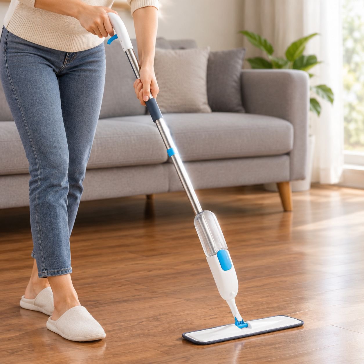 Customizable logo option on spray microfiber mop