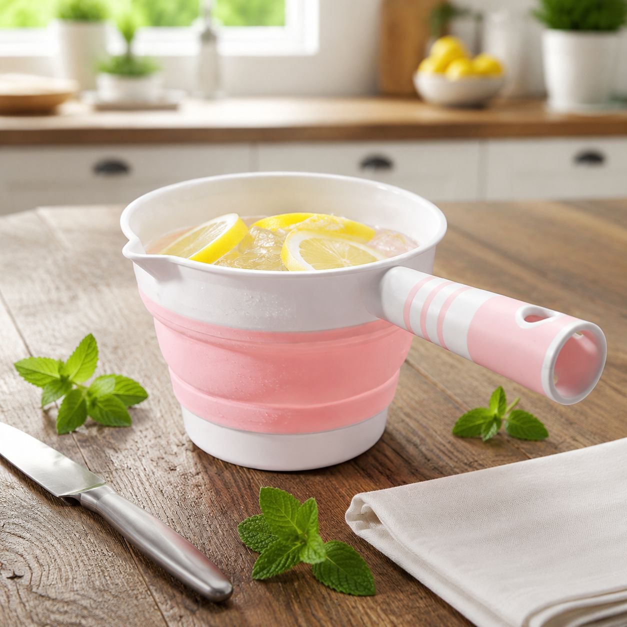 Easy-to-clean silicone ladle under running water