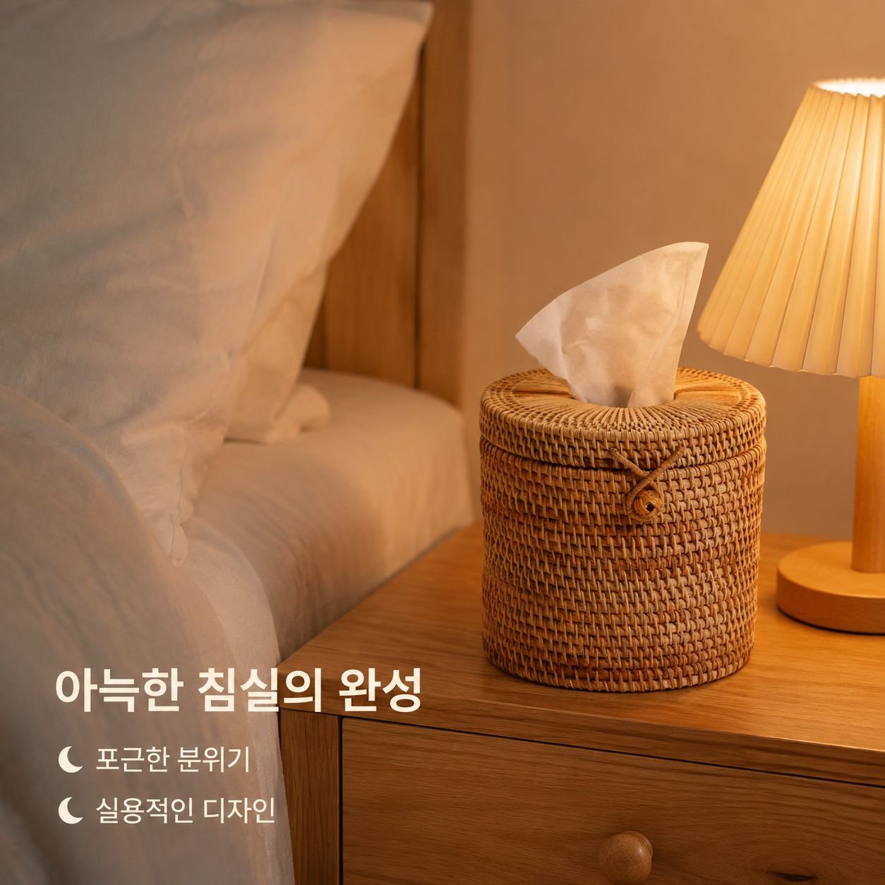 뚱크 라탄 휴지케이스 원형