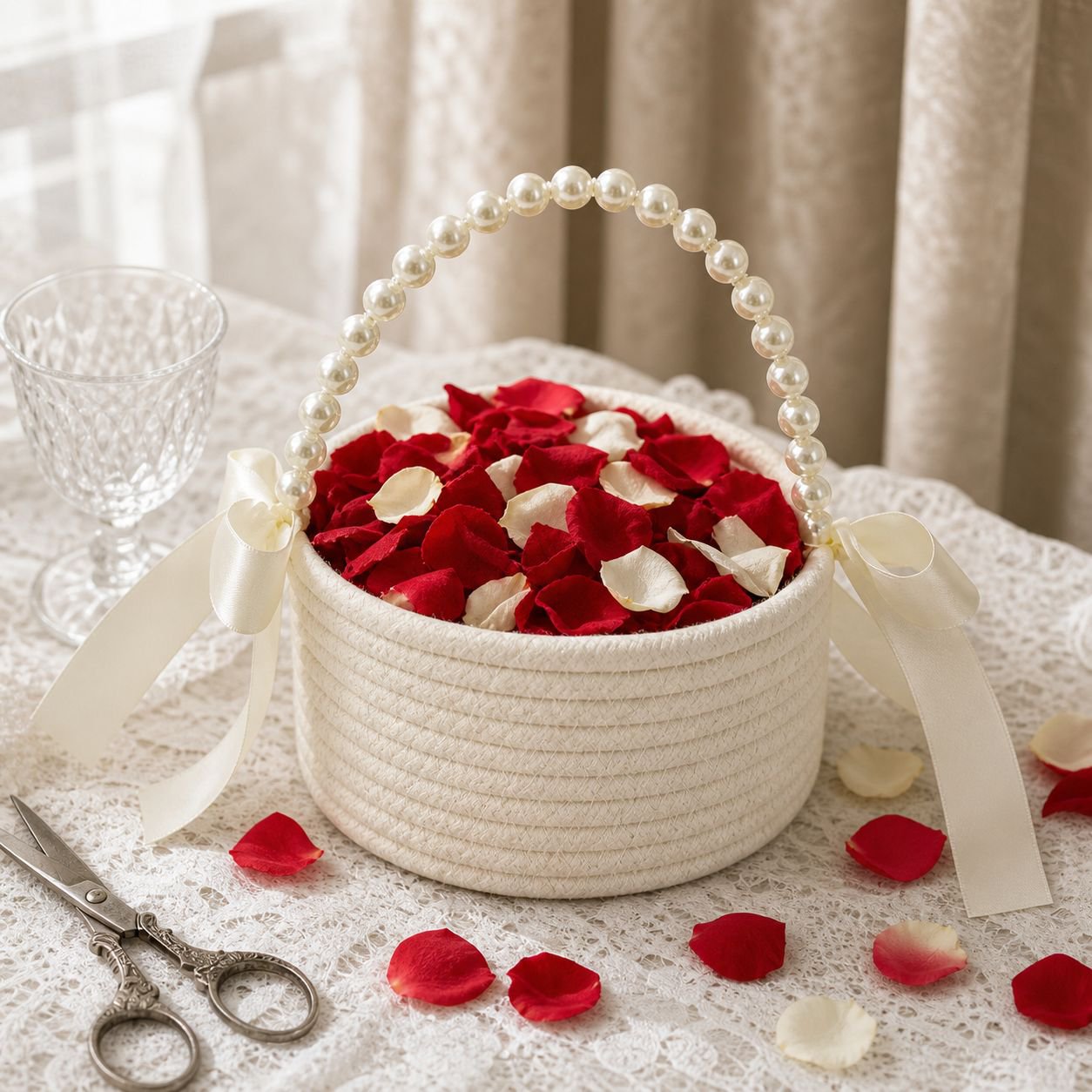 Princess Style Cotton Rope Flower Basket for Wedding