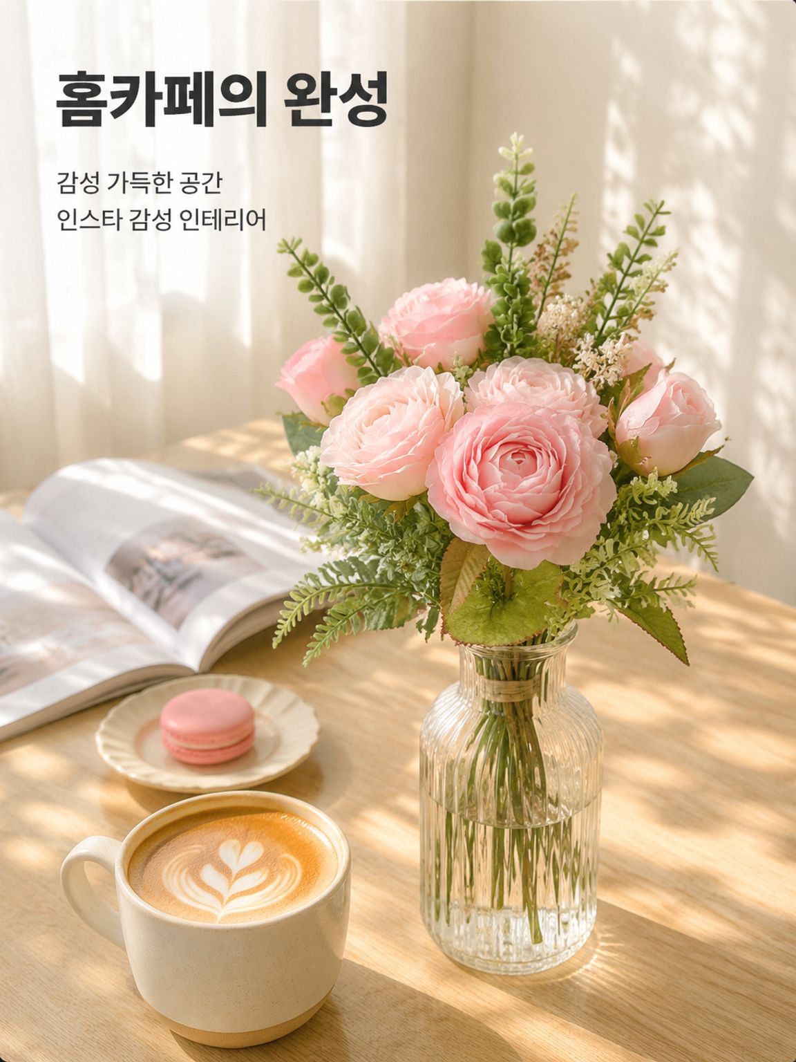 인조 장미꽃 다발 장식